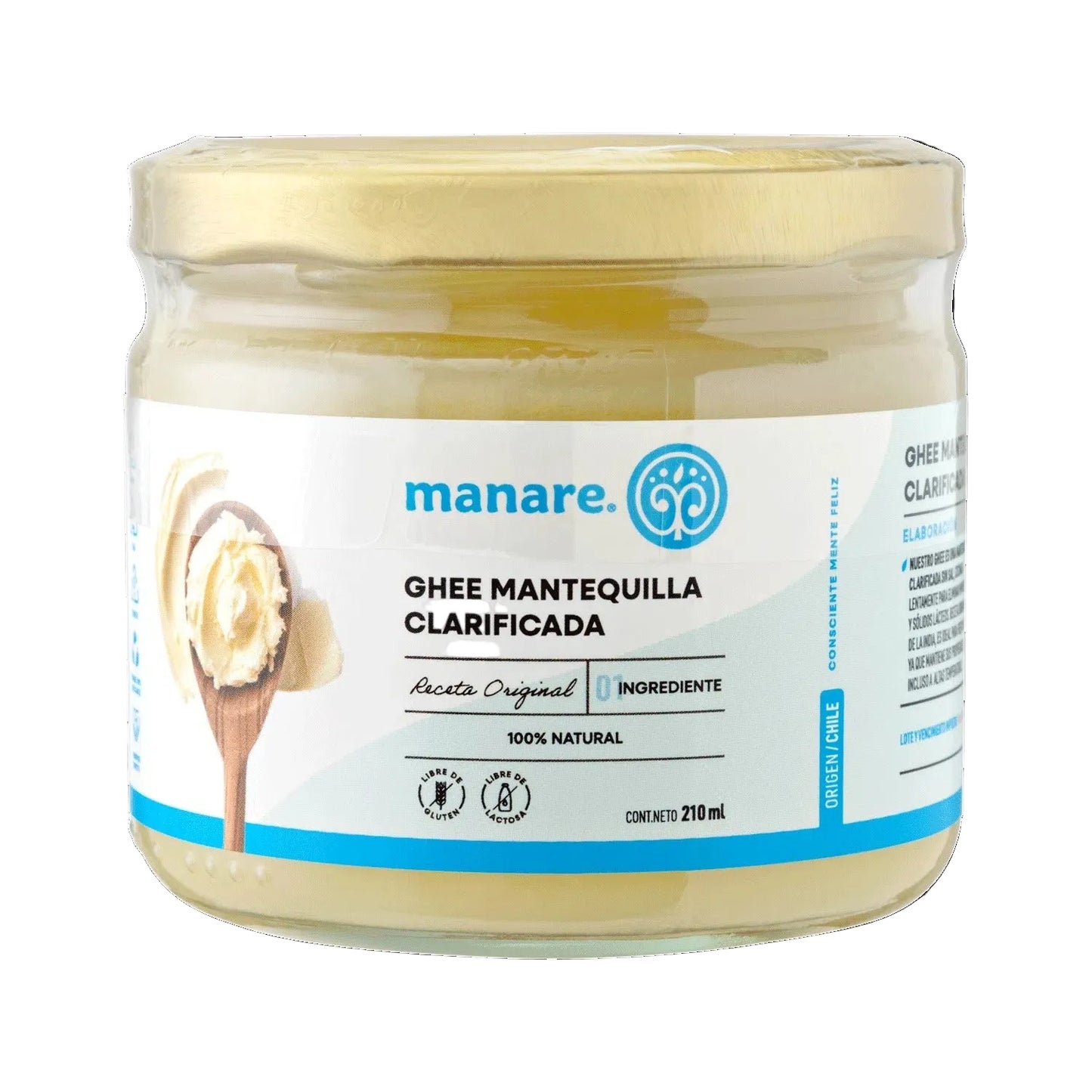 GHEE MANTEQUILLA CLARIFICADA MANARE 210ML 6 UNIDS