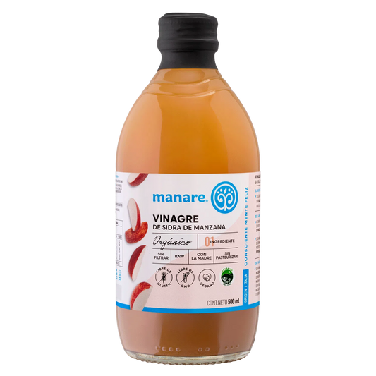 VINAGRE DE MANZANA ORGÁNICO MANARE 500 ML 6 UNIDS