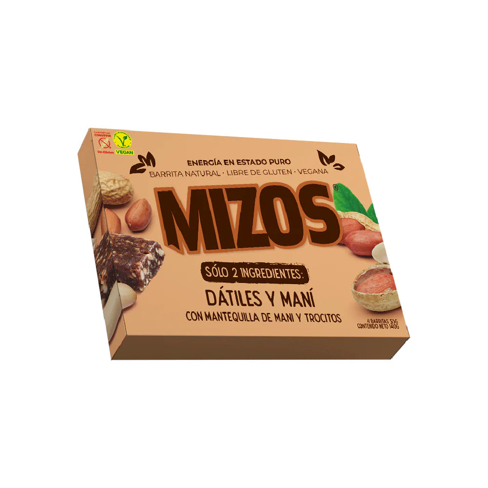BARRITA NATURAL MANí MIZOS 35 GRS 4 UNIDS