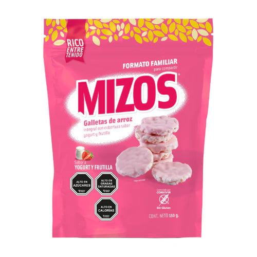 GALLETAS DE ARROZ MIZOS YOGURT FRUTILLA 150 GRS 12 UNIDS