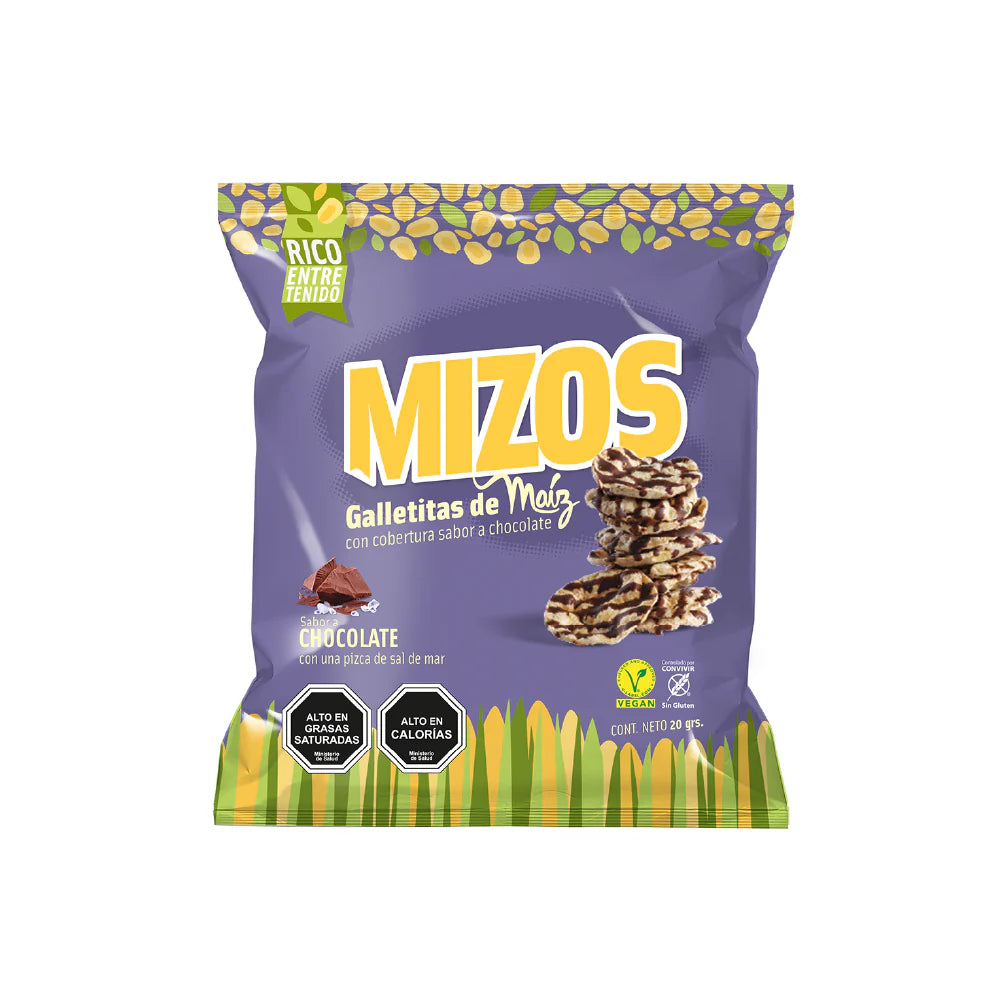 GALLETAS DE MAÍZ MIZOS CHOCOLATE 25 GRS 28 UNIDS