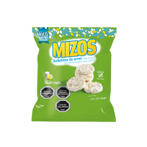 GALLETAS DE ARROZ MIZOS YOGURT LIMÓN 25 GRS 28 UNIDS