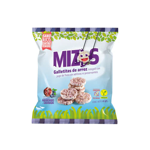 GALLETAS DE ARROZ MIZOS ARÁNDANO 16 GRS 28 UNIDS