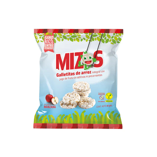 GALLETAS DE ARROZ MIZOS MANZANA 16 GRS 28 UNIDS
