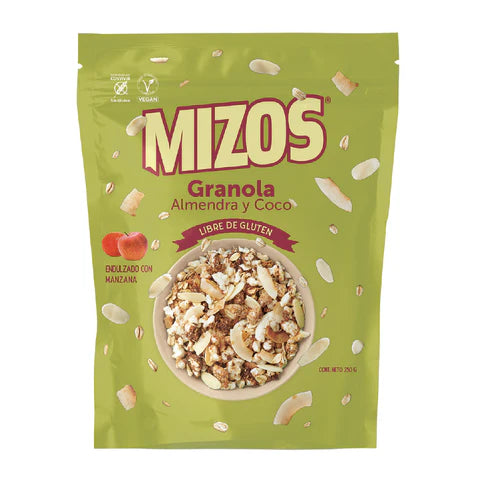 GRANOLA MIZOS ALMENDRA Y COCO 250 GRS 12 UNIDS