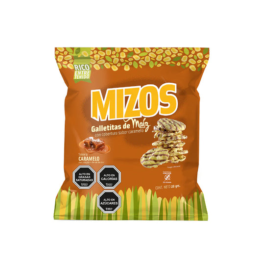 GALLETAS DE MAÍZ MIZOS CARAMELO 25 GRS 28 UNIDS