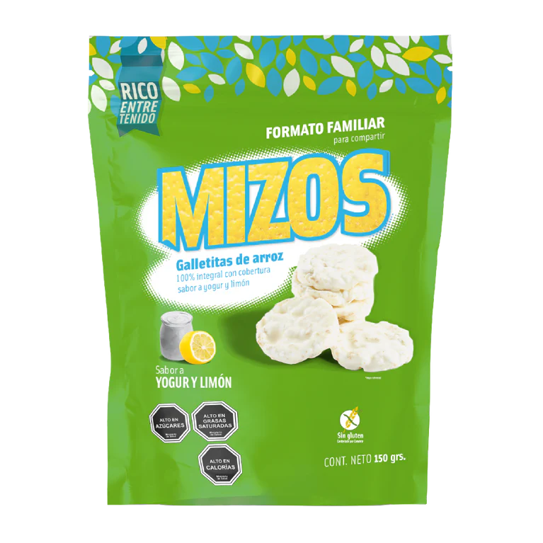 GALLETAS DE ARROZ MIZOS YOGURT LIMÓN 150 GRS  12 UNIDS