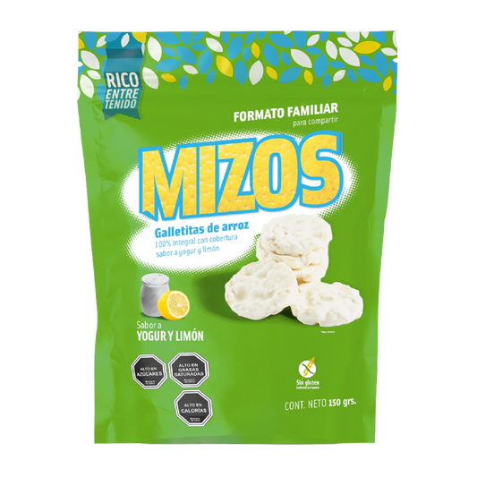 GALLETAS DE ARROZ MIZOS YOGURT LIMÓN 150 GRS  12 UNIDS