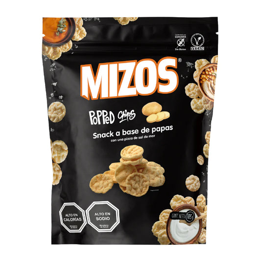 POPPED CHIPS CON SAL DE MAR MIZOS 105 GRS 12 UNIDS