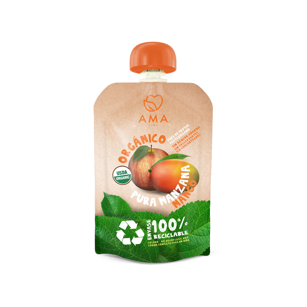 PURÉ AMA MANZANA MANGO ORGÁNICO 90 GRS 32 UNIDS