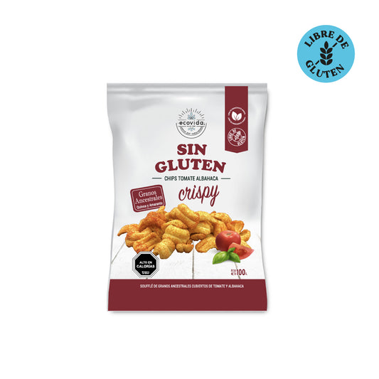 SNACK SIN GLUTEN TOMATE ALBAHACA ECOVIDA 15 UNIDS 100 GRS