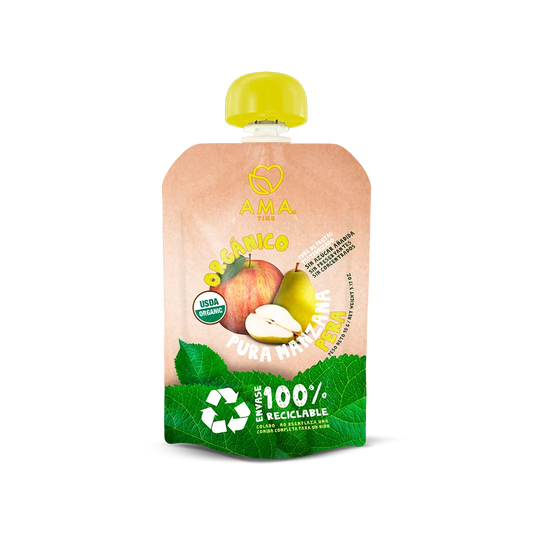 PURÉ AMA MANZANA PERA ORGÁNICO 90 GRS 32 UNIDS