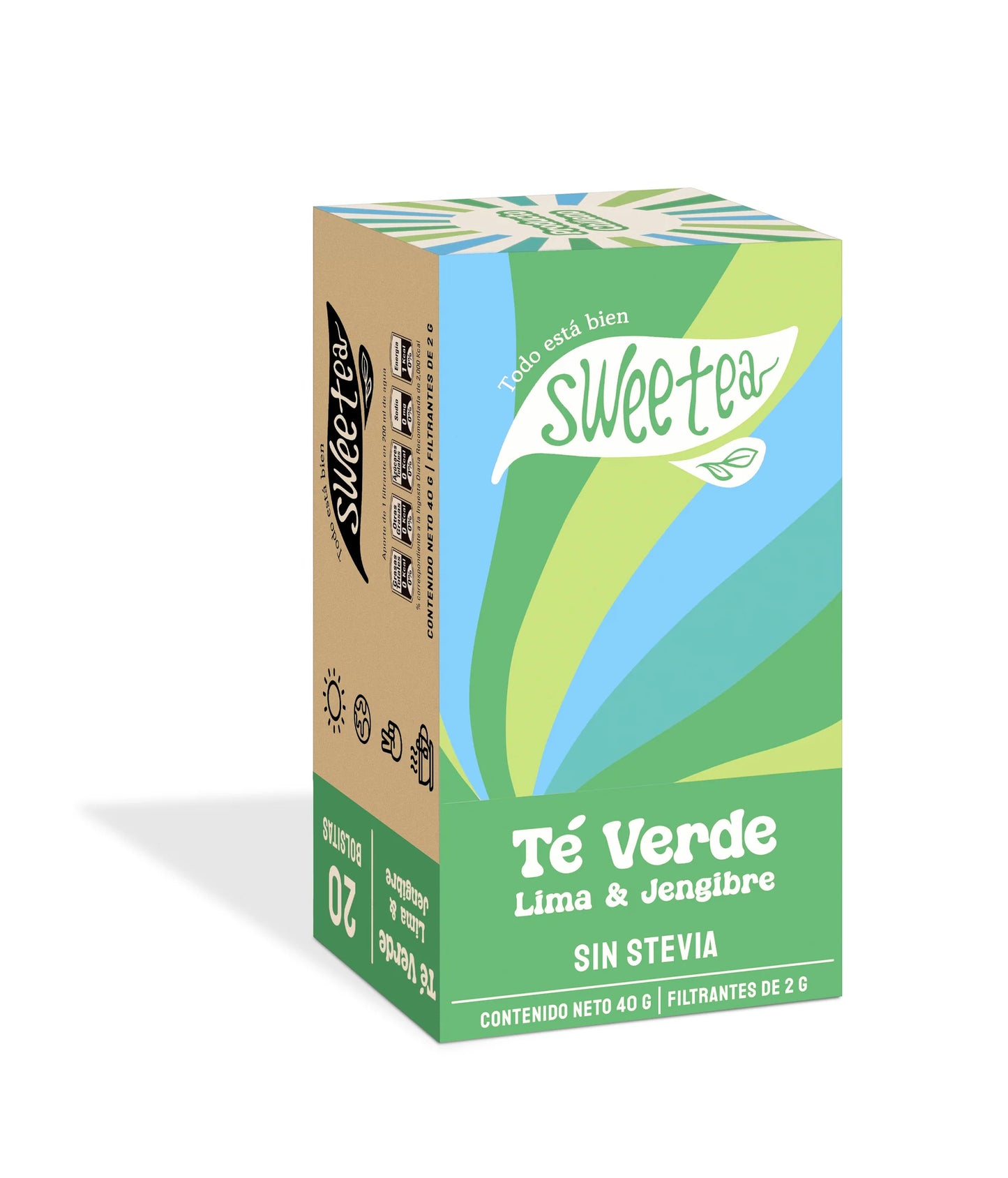 TÉ VERDE LIMA JENGIBRE SIN STEVIA 20 BOLSITAS SWEETEA
