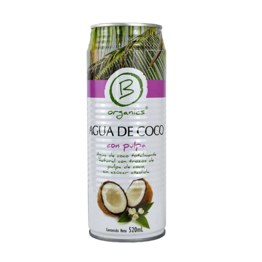 AGUA DE COCO CON PULPA BE ORGANICS 520 ML 24 UNIDS