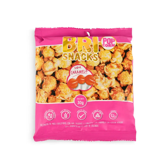 BRISNACKS POP CORN CARAMELO SIN AZÚCAR 30 GRS 30 UNIDS