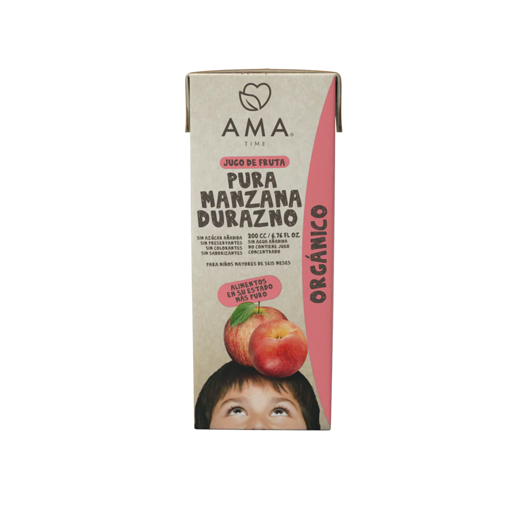 JUGO AMA MANZANA DURAZNO ORGÁNICO 200 ML 24 UNIDS