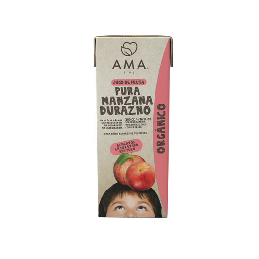 JUGO AMA MANZANA DURAZNO ORGÁNICO 200 ML 24 UNIDS