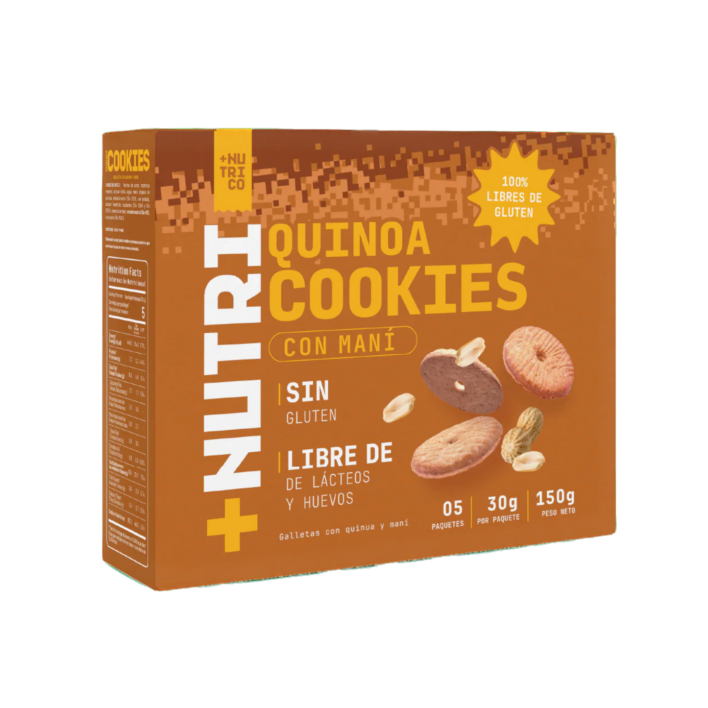 QUINOA COOKIES SIN GLUTEN MANí NUTRICO 5 UNIDS 30 GRS