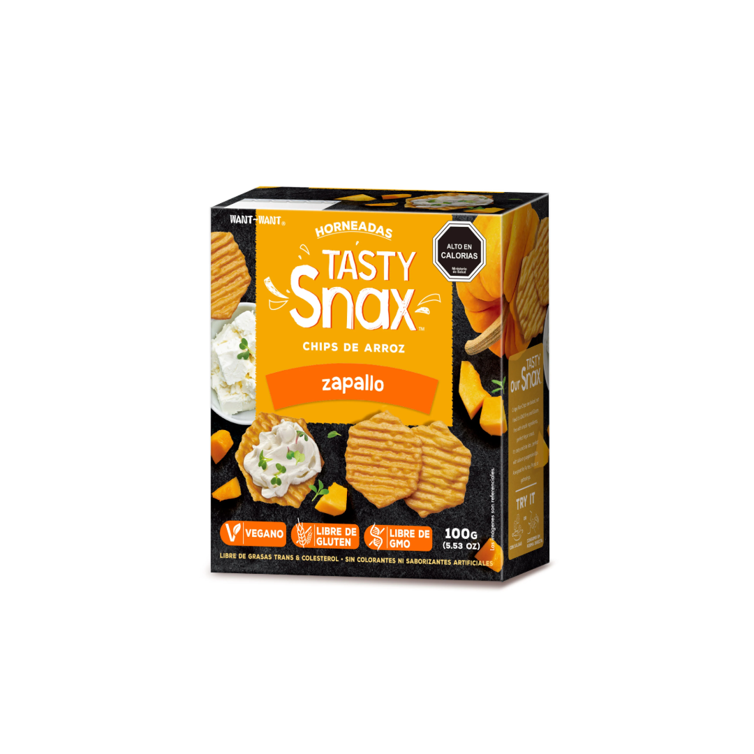 GALLETAS TASTY SNAX ARROZ ZAPALLO 100 GRS 12 UNIDS