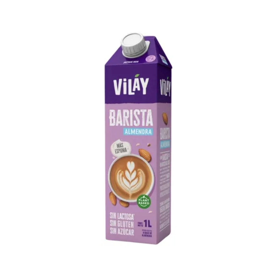 BEBIDA BARISTA ALMENDRA SIN AZÚCAR VILAY 1 LITRO 12 UNIDS