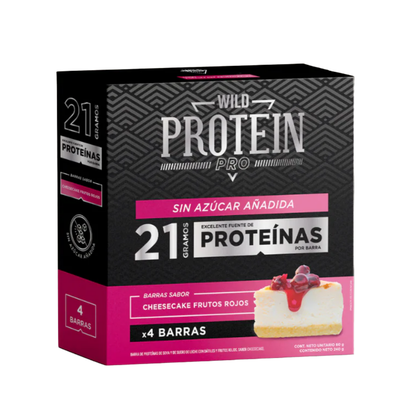 WILD FOODS BARRA PROTEIN PRO CHEESECAKE FRUTOS ROJOS 4 UNIDS 60 GRS
