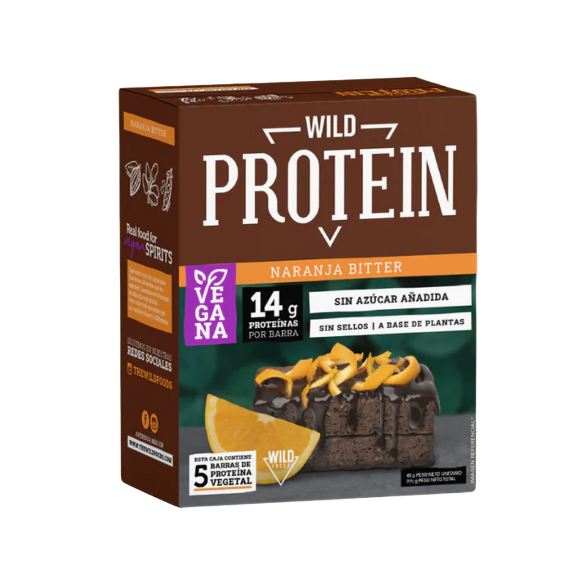 BARRA WILD PROTEIN NARANJA BITTER  5 UNIDS 45 GRS