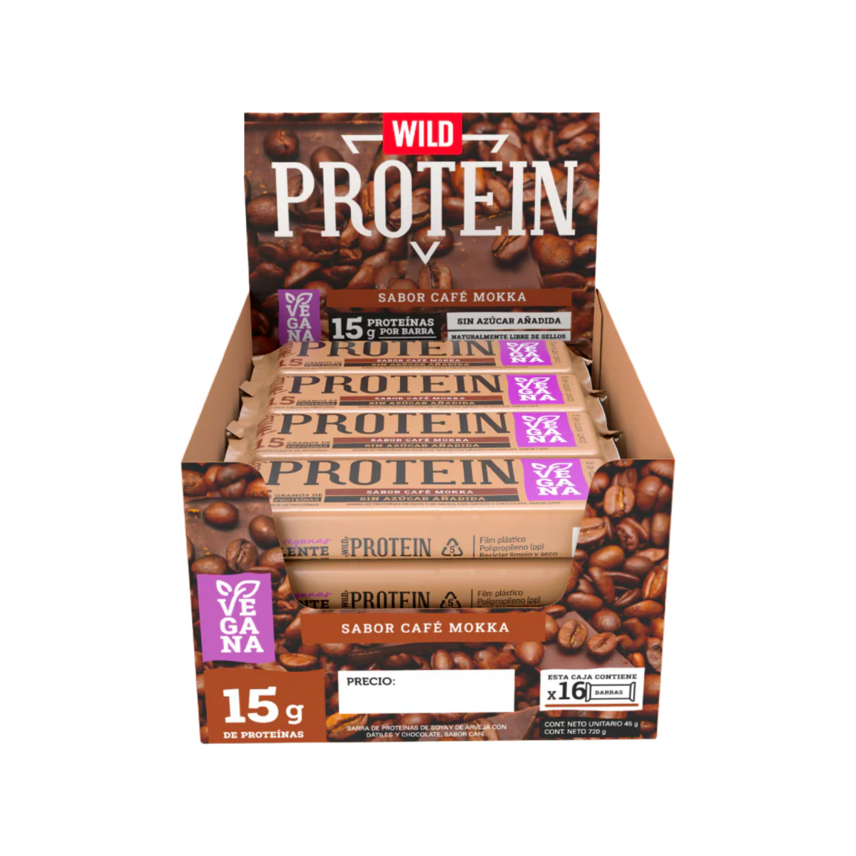 BARRA WILD PROTEIN MOKKA 16 UNIDS 45 GRS
