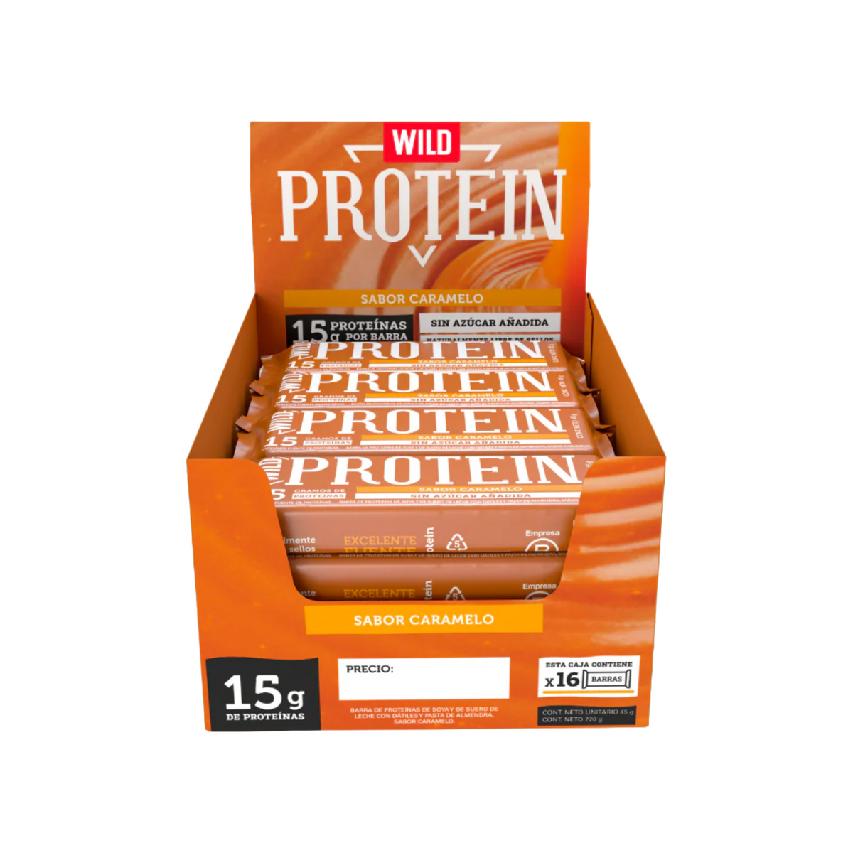 Booz.cl: Barritas Protein Wild Foods Caramelo 16 Unidades