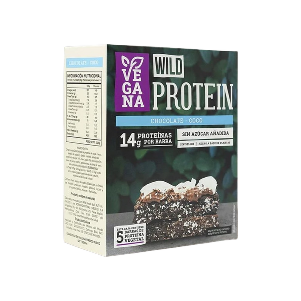 BARRA WILD PROTEIN CHOCOLATE COCO 5 UNIDS 45 GRS