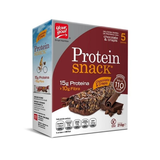 BARRA PROTEIN SNACK CHOCOLATE & CRISPIS YOURGOAL 42 GRS 5 UNIDS