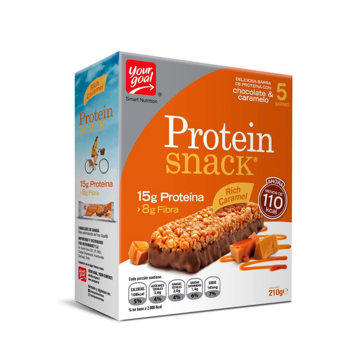 BARRA PROTEIN SNACK RICH CARAMEL YOURGOAL 42 GRS 5 UNIDS