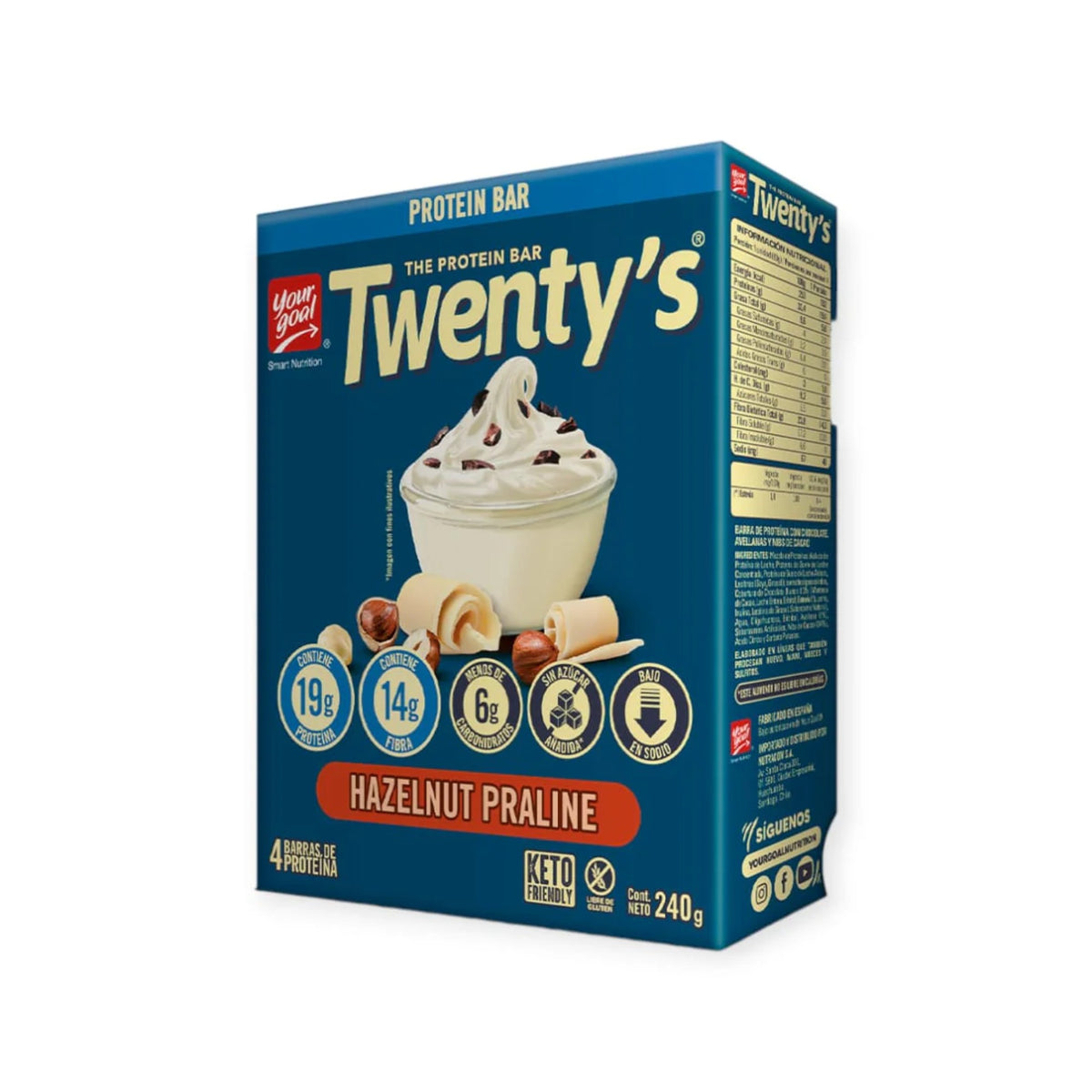 Barra de Proteina Twenty's Hazelnut Praline, 4 un.