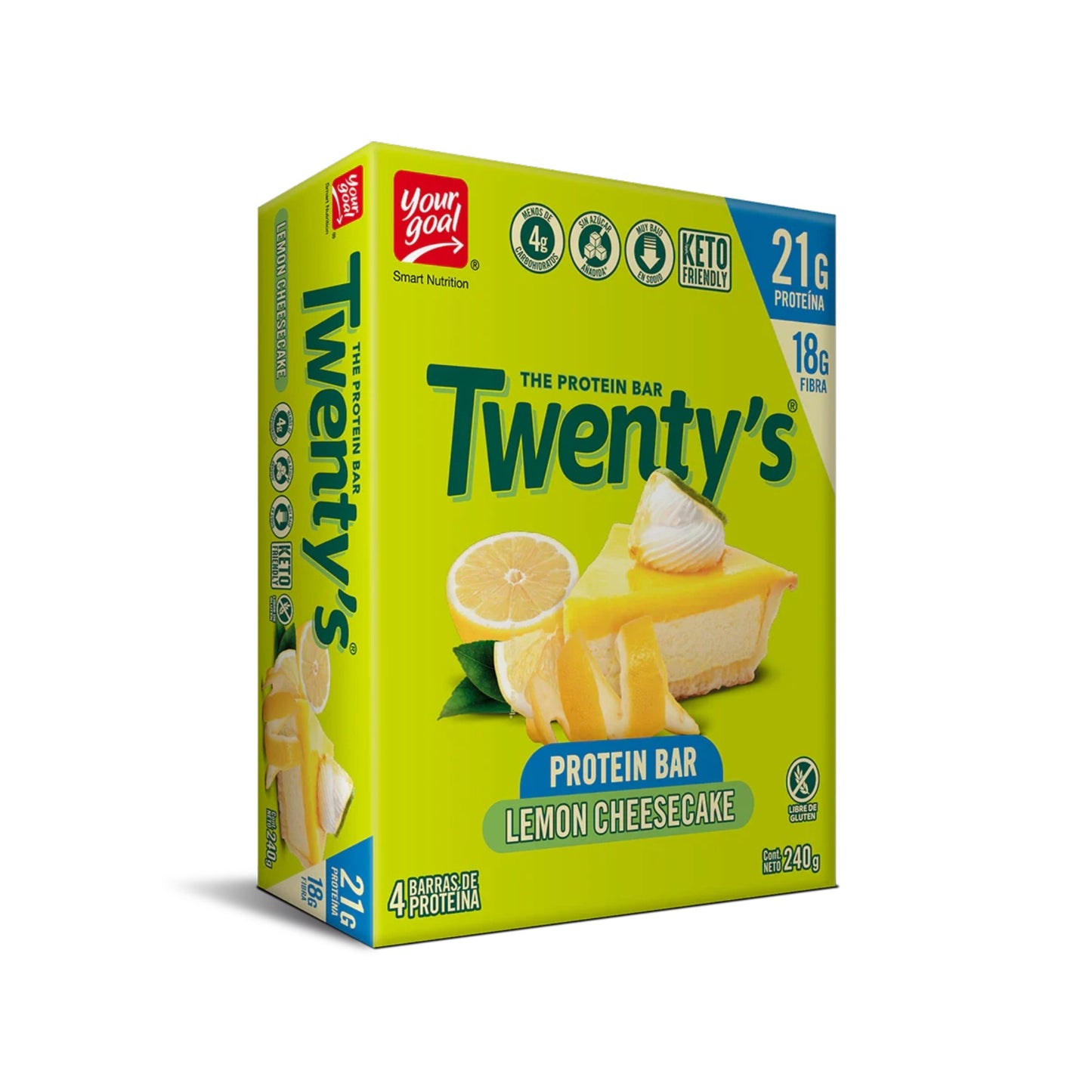 PROTEIN BAR TWENTYS LEMON CHEESECAKE YOURGOAL 60 GRS 4 UNIDS