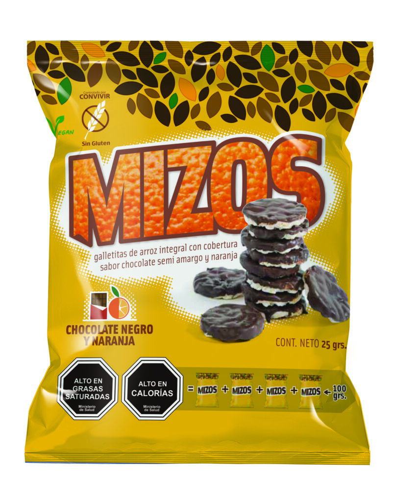 Galletas de arroz Mizos Chocolate Naranja 25grs x 28 unidades Bhumi