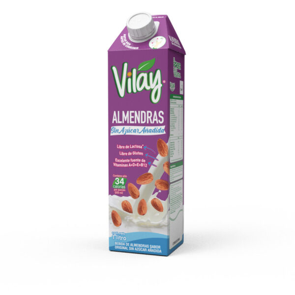 BEBIDA DE ALMENDRAS ORIGINAL SIN AZÚCAR 1 LITRO VILAY  12 UNIDS